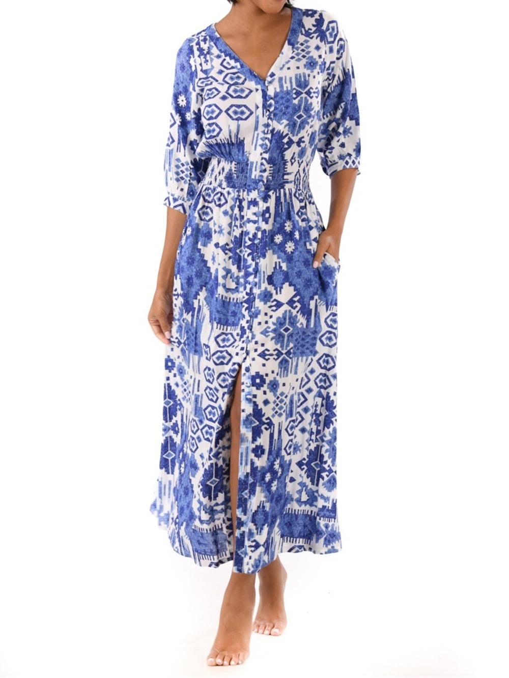 Walker & Wade Kelsey Shirt Dress Indigo Ikat $238. Excellent Size XS